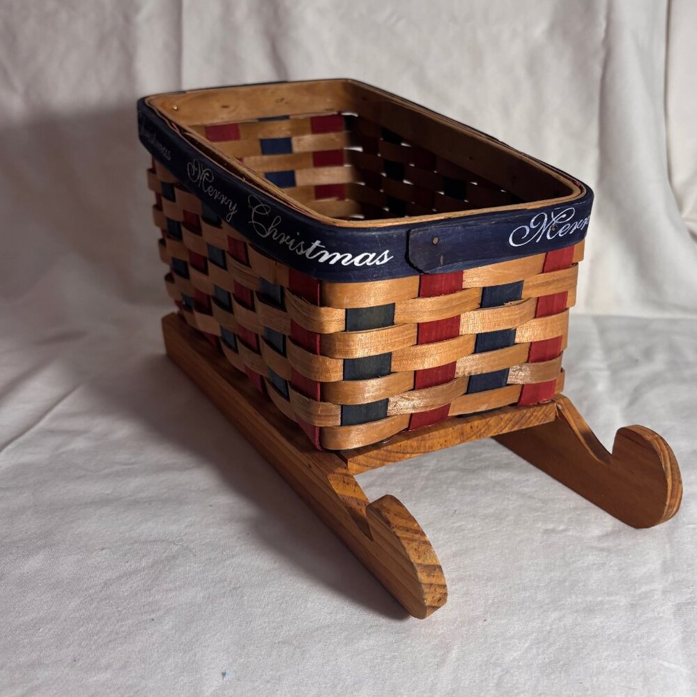 Merry Christmas Sleigh Woven Basket